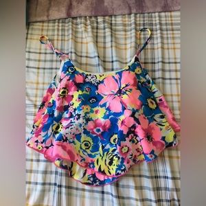 Flowy bright floral crop top